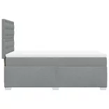 világosszürke szövet rugós ágy matraccal 100 x 200 cm