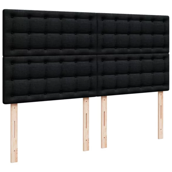 fekete szövet rugós ágy matraccal 200 x 200 cm