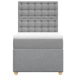 világosszürke szövet rugós ágy matraccal 80 x 200 cm