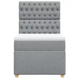 világosszürke szövet rugós ágy matraccal 100 x 200 cm