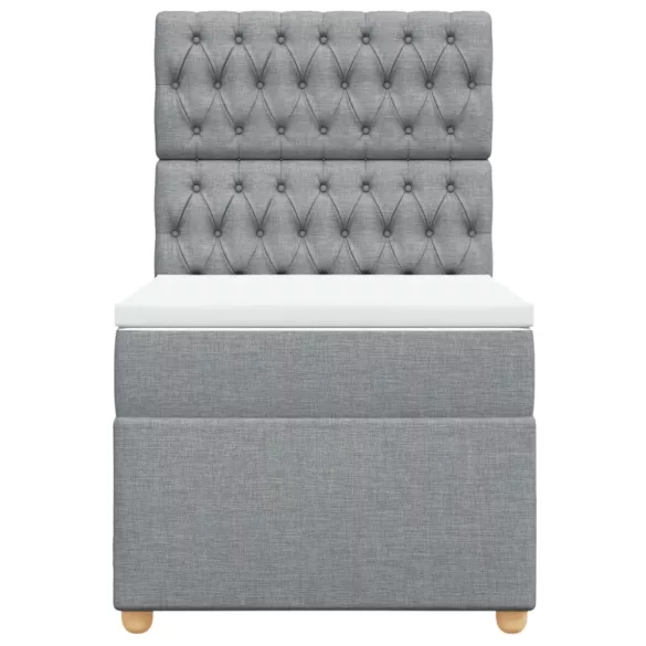 világosszürke szövet rugós ágy matraccal 100 x 200 cm