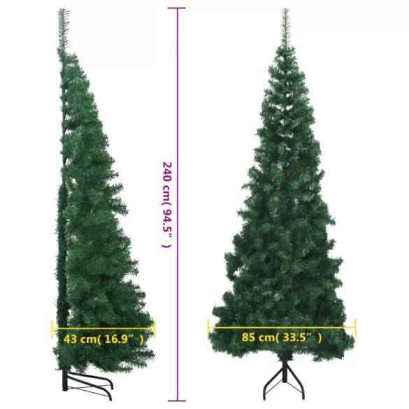 zöld PVC sarok műkarácsonyfa 240 cm