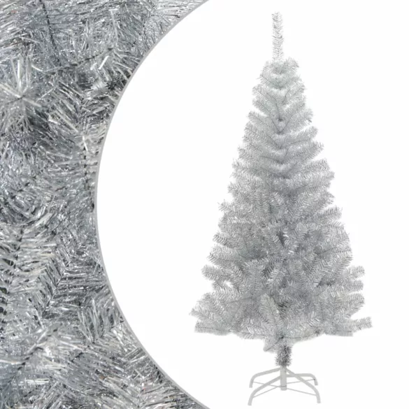 ezüstszínű PET műkarácsonyfa állvánnyal 120 cm