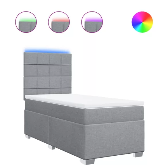 világosszürke szövet rugós ágy matraccal 80 x 200 cm