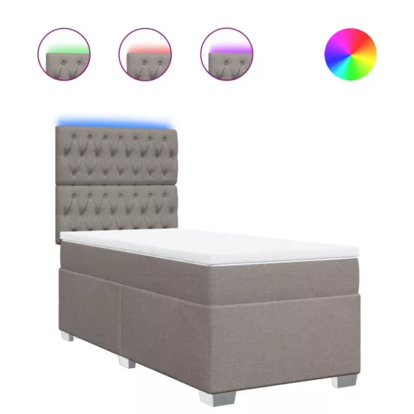 tópszínű szövet rugós ágy matraccal 80 x 200 cm