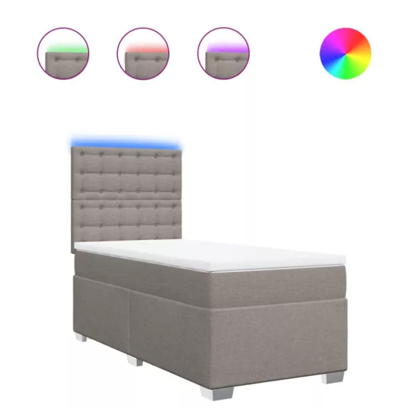 tópszínű szövet rugós ágy matraccal 80 x 200 cm