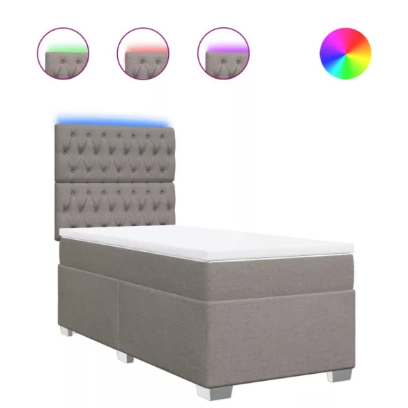 tópszínű szövet rugós ágy matraccal 90 x 190 cm