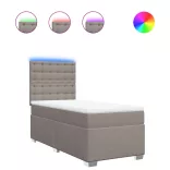 tópszínű szövet rugós ágy matraccal 90 x 190 cm