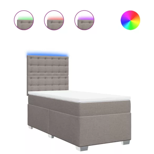 tópszínű szövet rugós ágy matraccal 90 x 190 cm