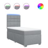 világosszürke szövet rugós ágy matraccal 90 x 200 cm