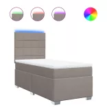 tópszínű szövet rugós ágy matraccal 90 x 200 cm