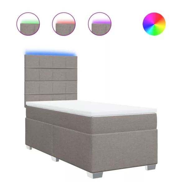 tópszínű szövet rugós ágy matraccal 90 x 200 cm