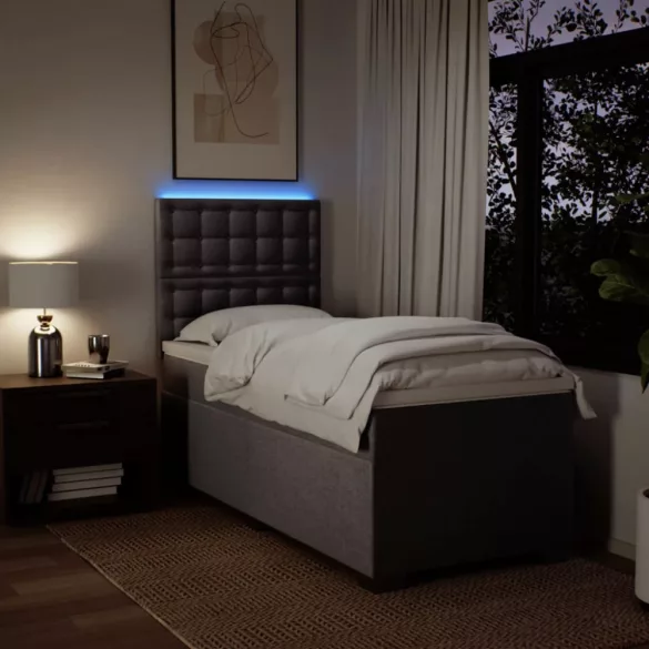 tópszínű szövet rugós ágy matraccal 90 x 200 cm