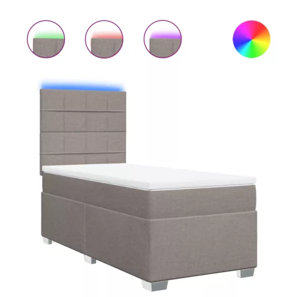 tópszínű szövet rugós ágy matraccal 100 x 200 cm