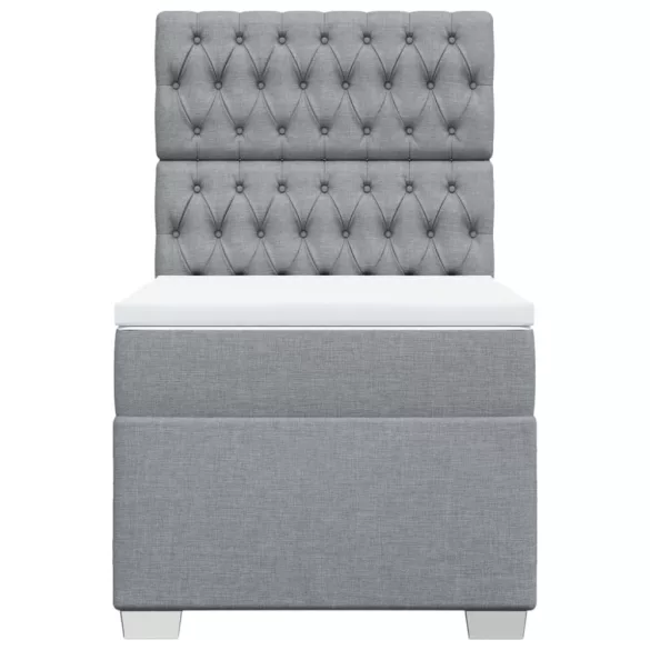 világosszürke szövet rugós ágy matraccal 100 x 200 cm