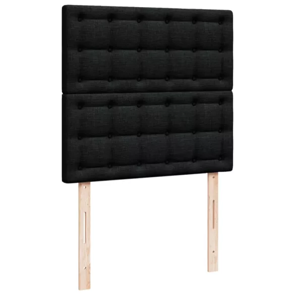 fekete szövet rugós ágy matraccal 100 x 200 cm