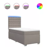 tópszínű szövet rugós ágy matraccal 100 x 200 cm