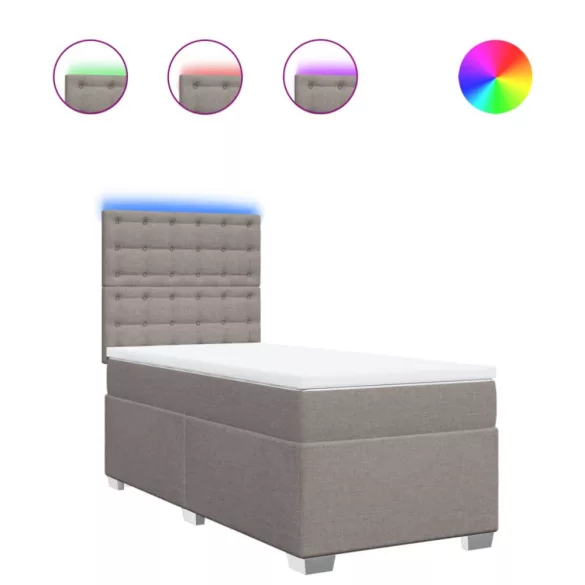 tópszínű szövet rugós ágy matraccal 100 x 200 cm