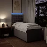 tópszínű szövet rugós ágy matraccal 100 x 200 cm