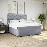 világosszürke szövet rugós ágy matraccal 200 x 200 cm