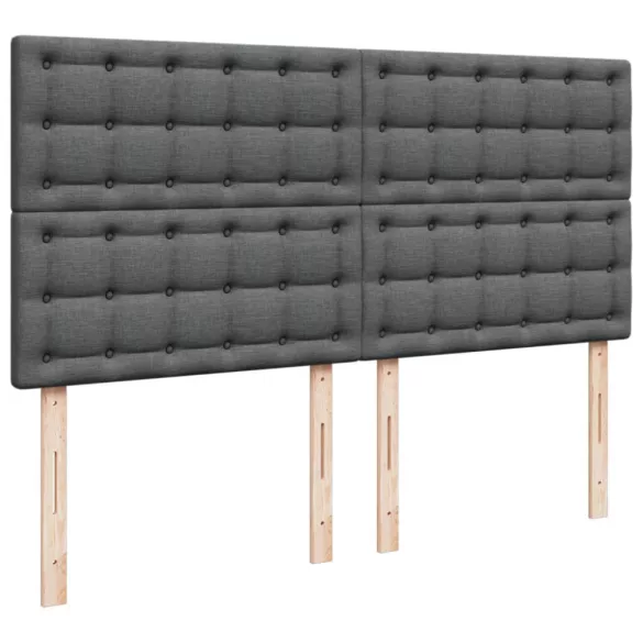 sötétszürke szövet rugós ágy matraccal 200 x 200 cm