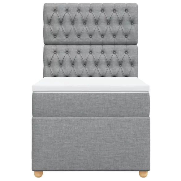 világosszürke szövet rugós ágy matraccal 80 x 200 cm