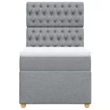 világosszürke szövet rugós ágy matraccal 100 x 200 cm