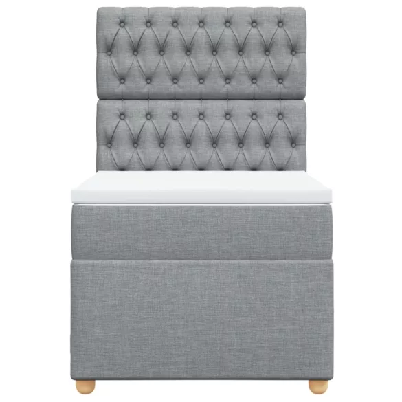 világosszürke szövet rugós ágy matraccal 100 x 200 cm