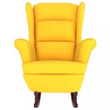 hintaszék, sárga bársony és tömörfa háttámlával