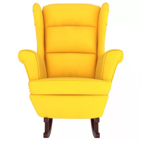 hintaszék, sárga bársony és tömörfa háttámlával