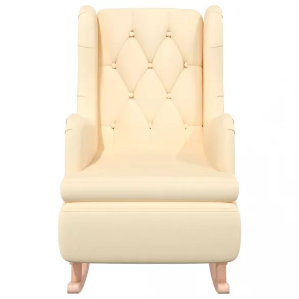 krémszínű szövet karosszék tömör gumifa hintalábakkal