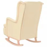 krémszínű szövet karosszék tömör gumifa hintalábakkal