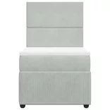 világosszürke bársony rugós ágy matraccal 80 x 200 cm