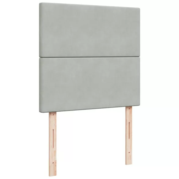 világosszürke bársony rugós ágy matraccal 80 x 200 cm