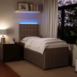 világosszürke bársony rugós ágy matraccal 80 x 200 cm