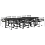 13 részes fekete polyrattan kerti ülőgarnitúra párnákkal