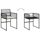 7 részes fekete polyrattan kerti étkezőgarnitúra párnával