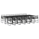 13 részes fekete polyrattan kerti ülőgarnitúra párnákkal
