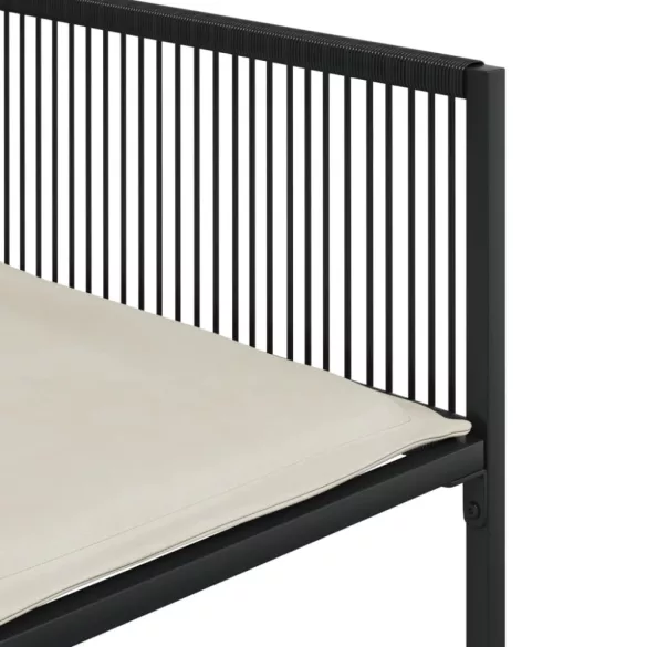 13 részes fekete polyrattan kerti ülőgarnitúra párnákkal