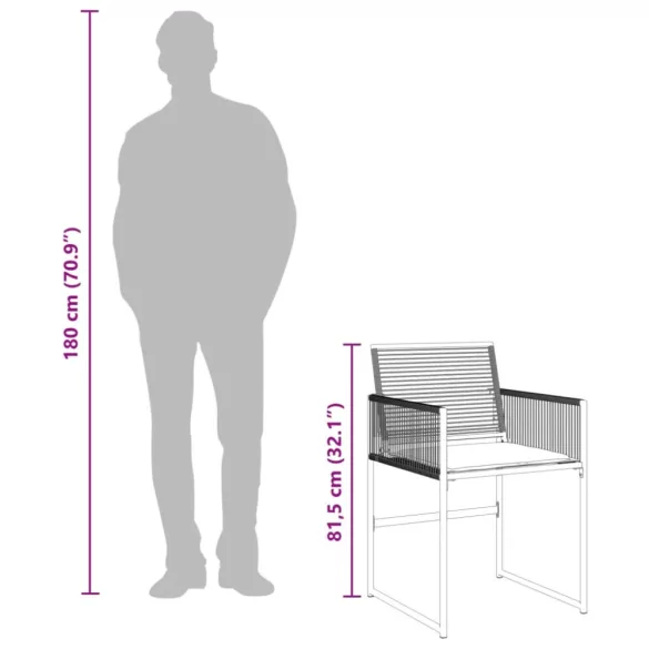 13 részes fekete polyrattan kerti ülőgarnitúra párnákkal
