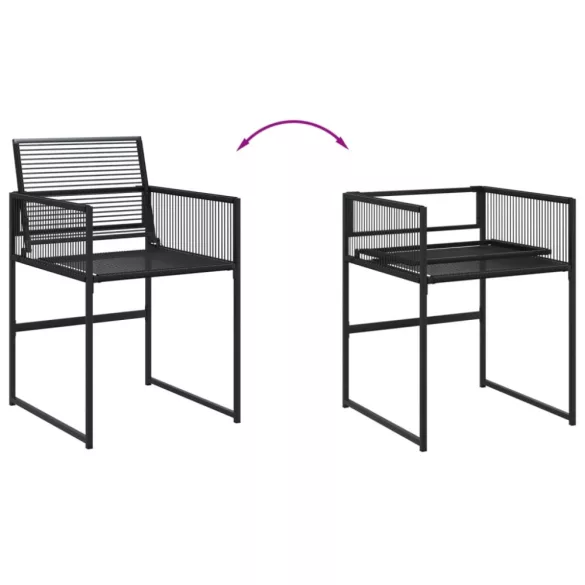 7 részes fekete polyrattan kerti étkezőgarnitúra
