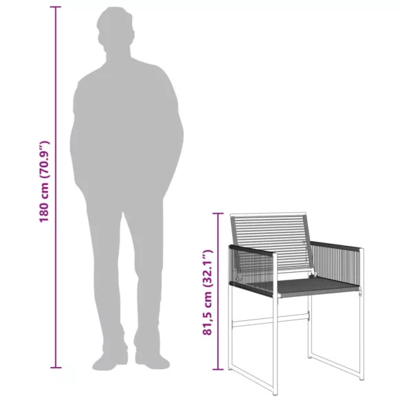7 részes fekete polyrattan kerti étkezőgarnitúra