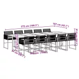 11 részes fekete polyrattan kerti étkezőgarnitúra