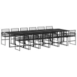 13 részes fekete polyrattan kerti étkezőgarnitúra