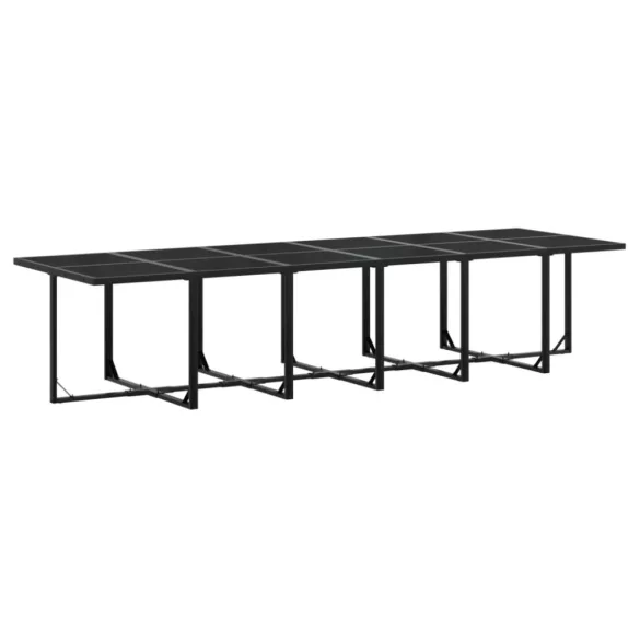 13 részes fekete polyrattan kerti étkezőgarnitúra