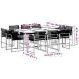 11 részes fekete polyrattan kerti étkezőgarnitúra