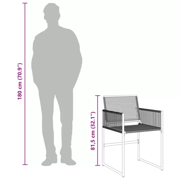 13 részes fekete polyrattan kerti étkezőgarnitúra
