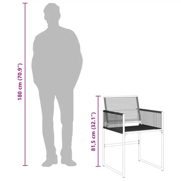 7 részes fekete polyrattan kerti étkezőgarnitúra