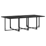 9 részes fekete polyrattan kerti étkezőgarnitúra