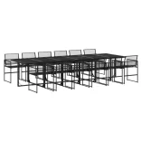 13 részes fekete polyrattan kerti étkezőgarnitúra